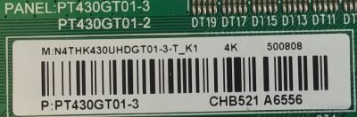 T-CON PARA TV VIZIO / NUMERO DE PARTE NATHK430 / PT430GT01-3 / PT430GT01-2 / PANEL TPT430B5-GT013.H REV:S1R / MODELO V435-J01 - Imagen 2